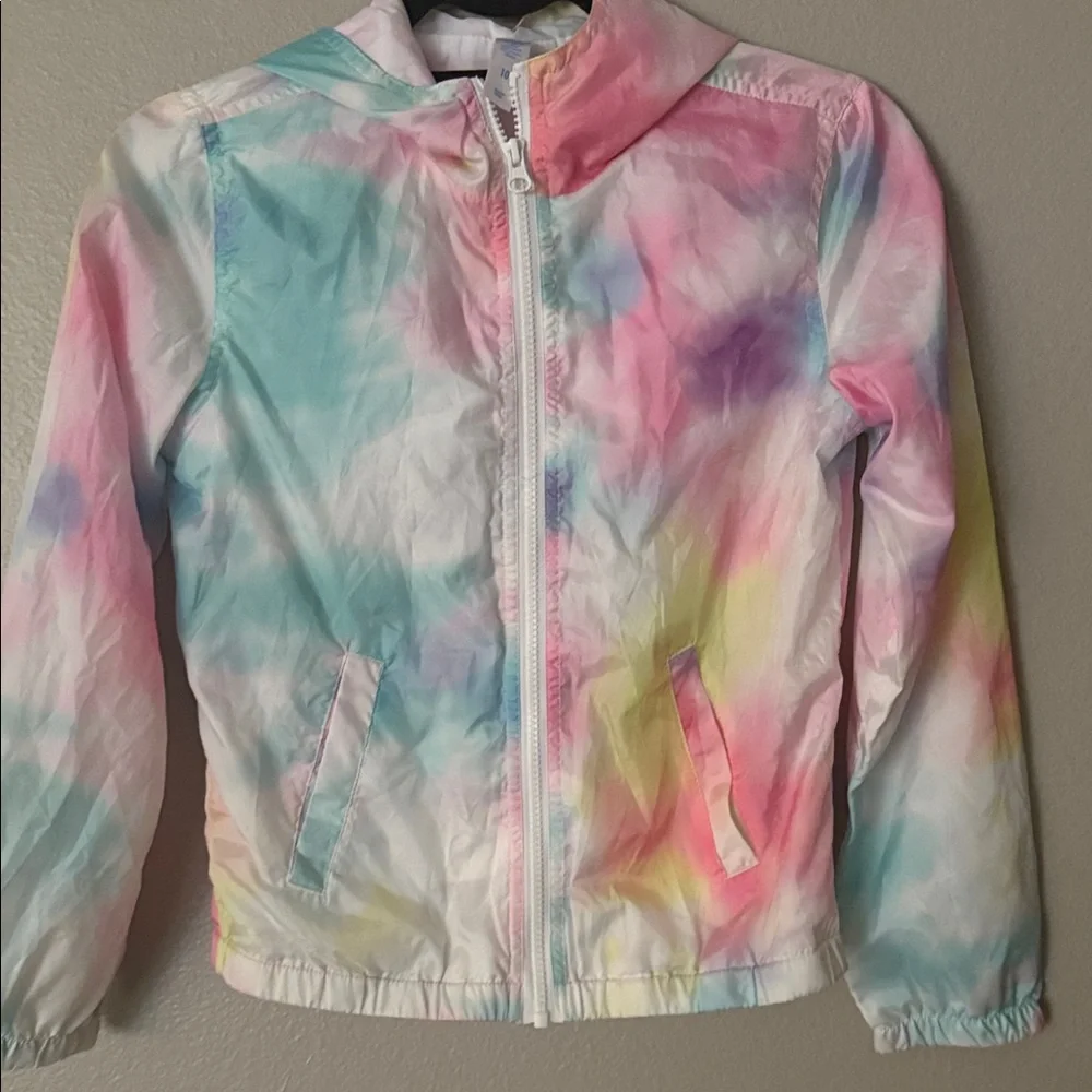 Justice Girls Tie-Dye Windbreaker Jacket - Pink, Blue, Purple, Yellow